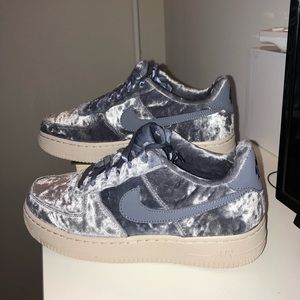 Girls 5.5Y Blue Velvet Air Force Ones Brand New